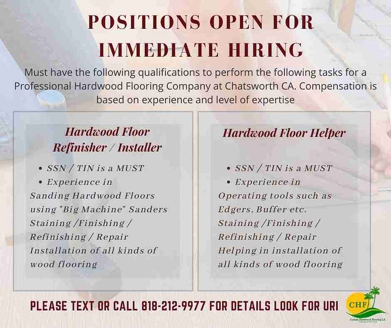 Hardwood Flooring Experts Needed